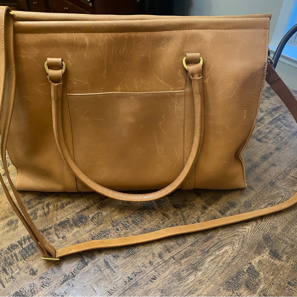 Sseko Tan Leather Satchel - fair trade